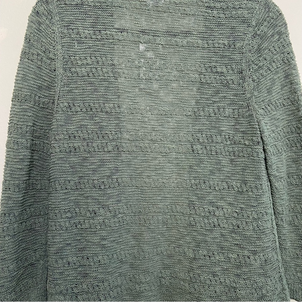 J. Jill Ivy Green Openwork Knit Long Sleeve Open Front Cardigan NWT - Picture 6 of 9